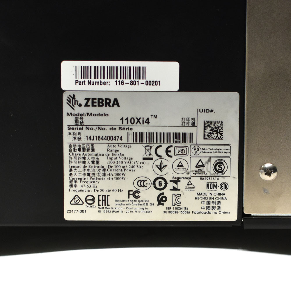 Zebra 110Xi4 Thermal Transfer Label Printer - Parts