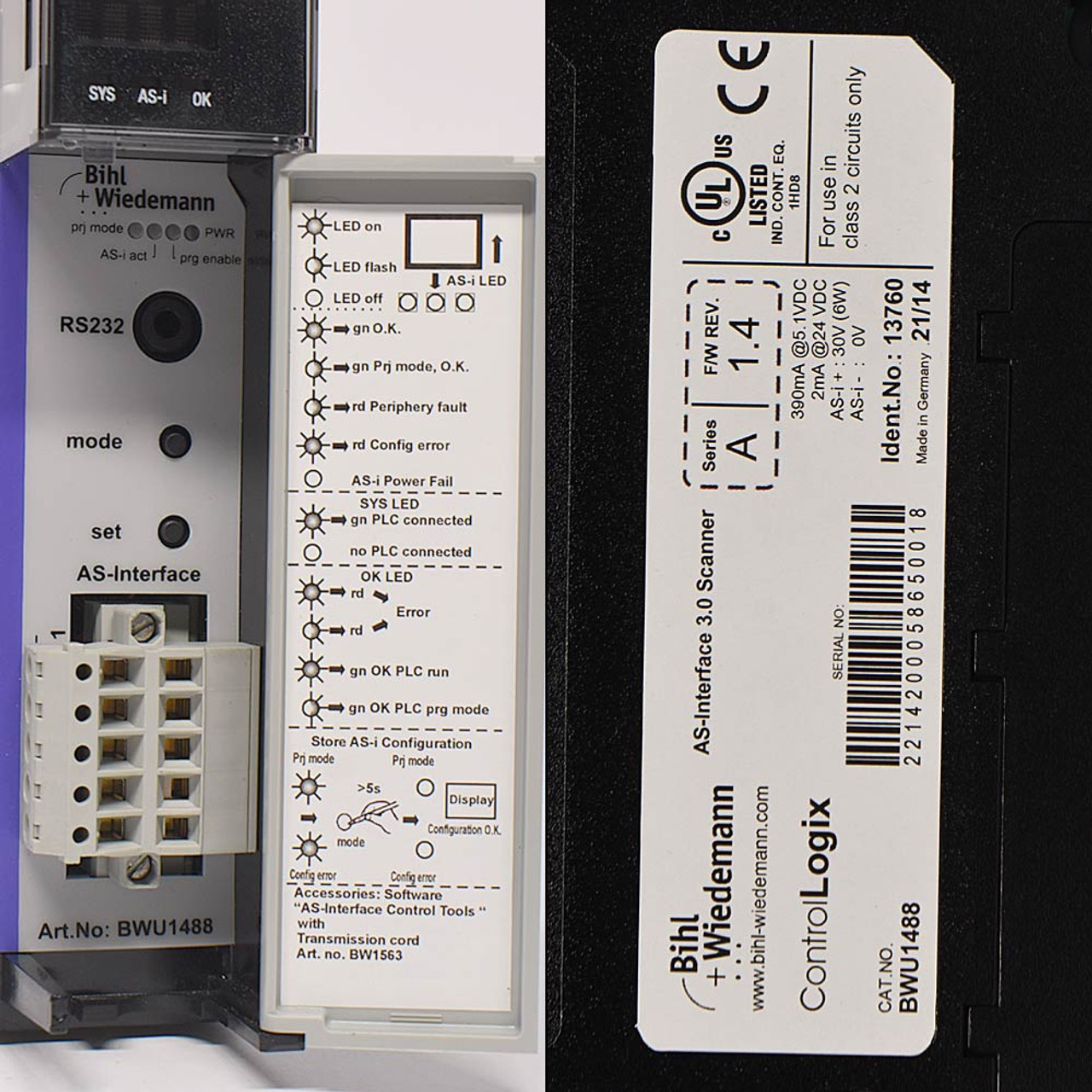 Bihl + Wiedemann BWU1488 AS-Interface 3.0 Master/Scanner