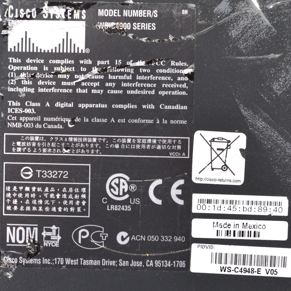 Cisco WS-C4948-E Catalyst Ethernet Switch