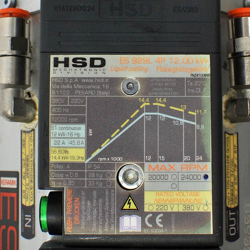 ソルシエールページ HSD ES929L Electrospindle Machine Spindle w/ HSK F63 Pneumatic