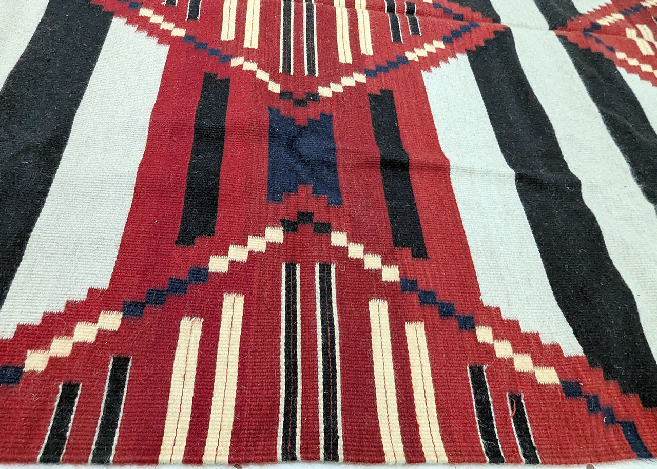 Large Vintage Zapotec Handwoven Wool Rug 6'x 8.5' Navajo Design