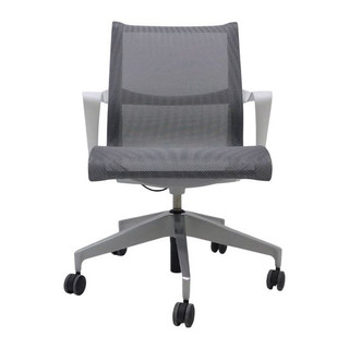 Gray mesh office chair on casters
