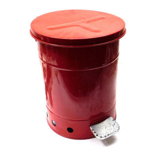 Red steel oily waste can with lid
