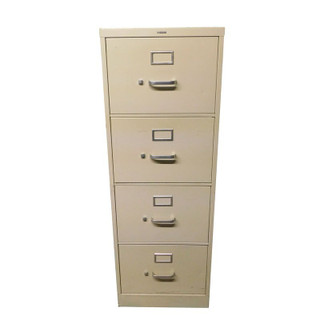 Beige four drawer vertical filing cabinet
