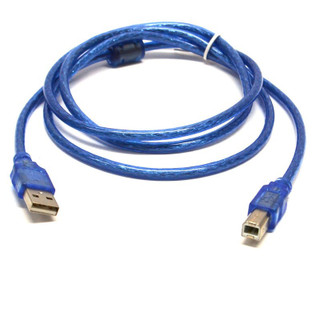 Coiled blue USB cable