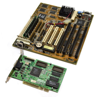 Old motherboard with a video card