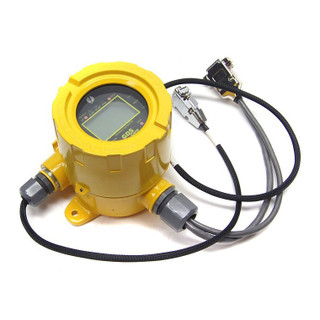 Yellow gas monitor with attached cables