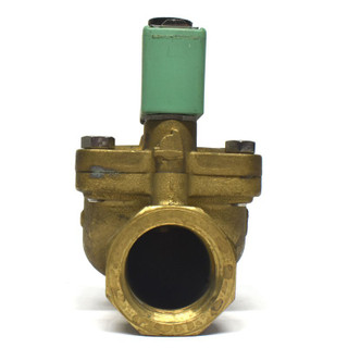 Brass solenoid valve with green coil