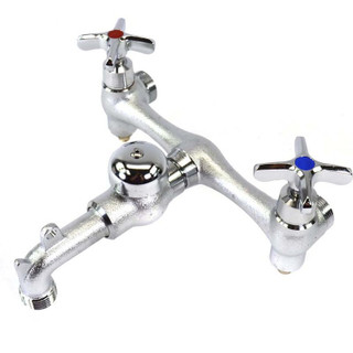 Chrome wall-mount service faucet with cross handles