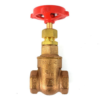 Bronze gate valve with red handwheel