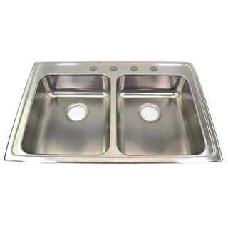 Stainless steel double-bowl drop-in sink