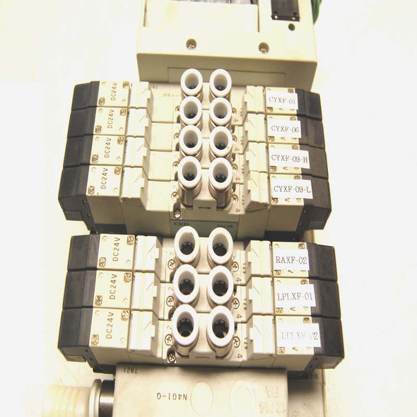 (Lot of 7) CKD 4GA139-A2N & 4GA129-A2N Solenoid Air Valves w/ Manifold+Module