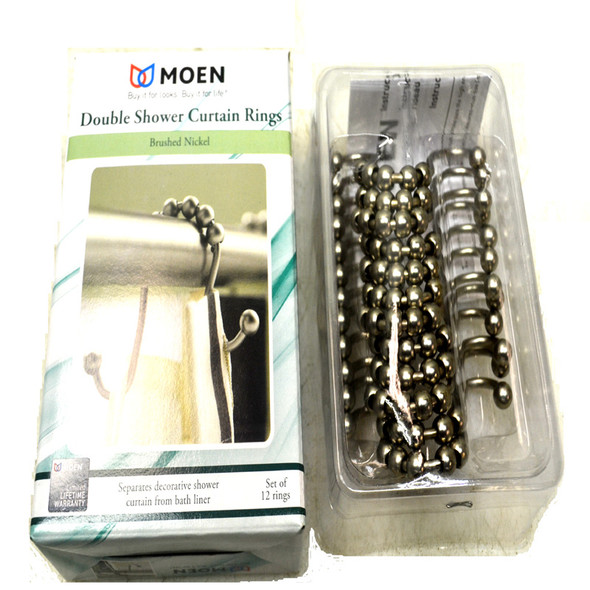Case of 6 NEW Moen SR2200BN Brushed Nickel Double Shower Curtain Rings 72 Total
