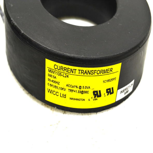 (5) WICC Limited MW1105-L24 500:5A / 1.0VA Current Transformers 50-400Hz