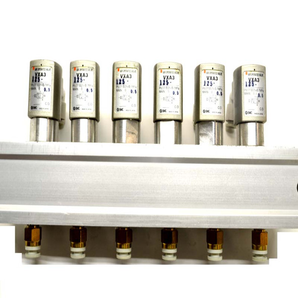 SMC VXA3125-00 Air Pilot Valves w/ Manifold - Lot of 6 - Used