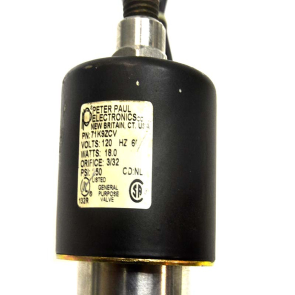 Peter Paul 71K9ZCV Solenoid Valve w/ Parker 451TC-4 Hose - Used