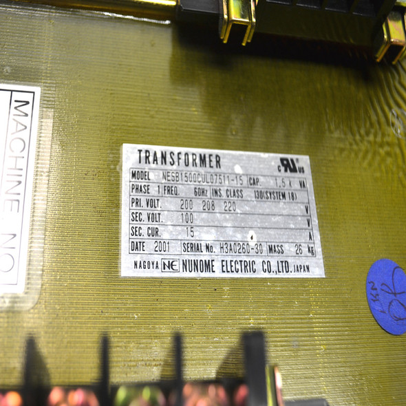 Nagoya Nunome NESB1500CUL07511-15 Electric 3-Phase 1.5 kVA Transformer