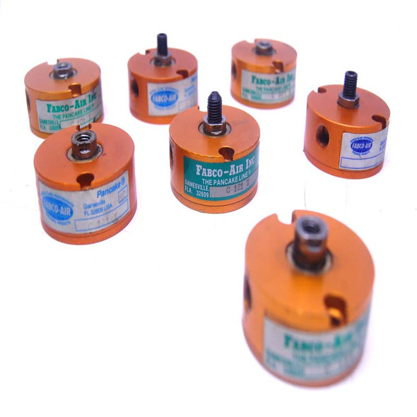 Lot of 7 Fabco Air 121 Series 1/4" Stroke Pneumatic Pancake Cylinders C-121-X