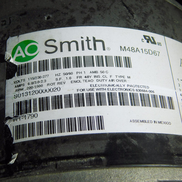A. O. Smith H1-1790 Squirrel Cage Fan Blower 115 Volt 6 Amp 1 Phase 200-1500 RPM