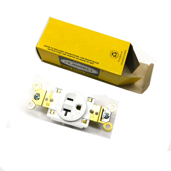 Hubbell HBL5361W 5361 Single Receptacle 20A 125V NEMA 5-20R Outlet White 10-Pack