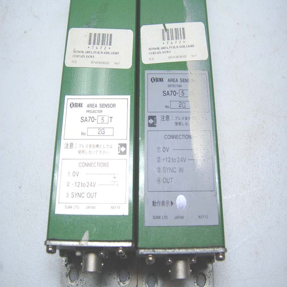 Lot of 2 SunX SA70-5T No. 2G Area Sensor Projector 12-24V Light Curtains