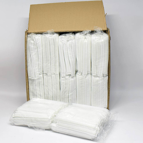 Uline S-23356W Pleated Poly Bouffant Cap Hair Net White (Case of 1000)