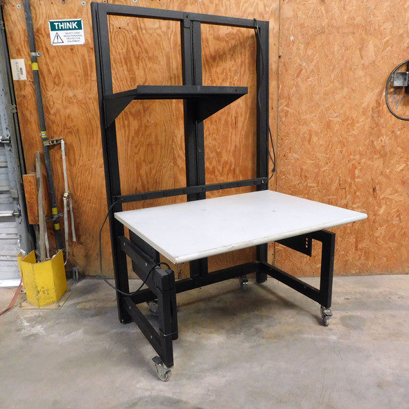 Symbiote Mobile Tech Workbench Height Adjustable w/Shelf & Power Strip 48" x 36"