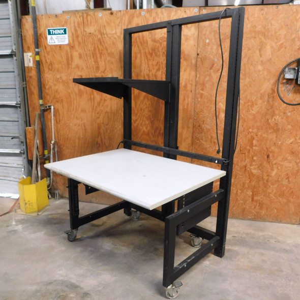 Symbiote Mobile Tech Workbench Height Adjustable w/Shelf & Power Strip 48" x 36"