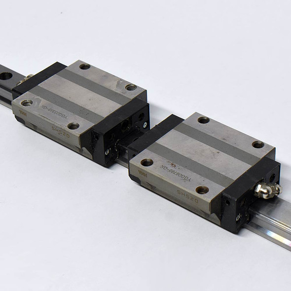 THK SHS20-640L Linear 20mm Guide Rail 25" w/ 2 SHS20C1SS Ball Bearing Carriages THK SHS20-640L Linear 20mm Guide Rail 25" w/ 2 SHS20C1SS Ball Bearing Carriages