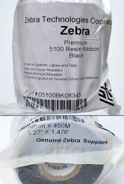 Zebra 05100BK08345 Premium 5100 Resin Ribbon Black (3) Zebra 05100BK08345 Premium 5100 Resin Ribbon Black (3)