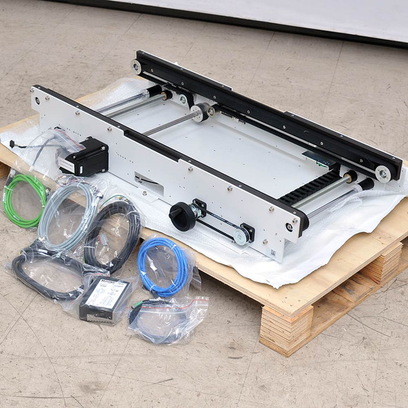 105cm Open-Center 1" Edge Belt Conveyor with Servotronix Motor, Adjustable 105cm Open-Center 1" Edge Belt Conveyor with Servotronix Motor, Adjustable