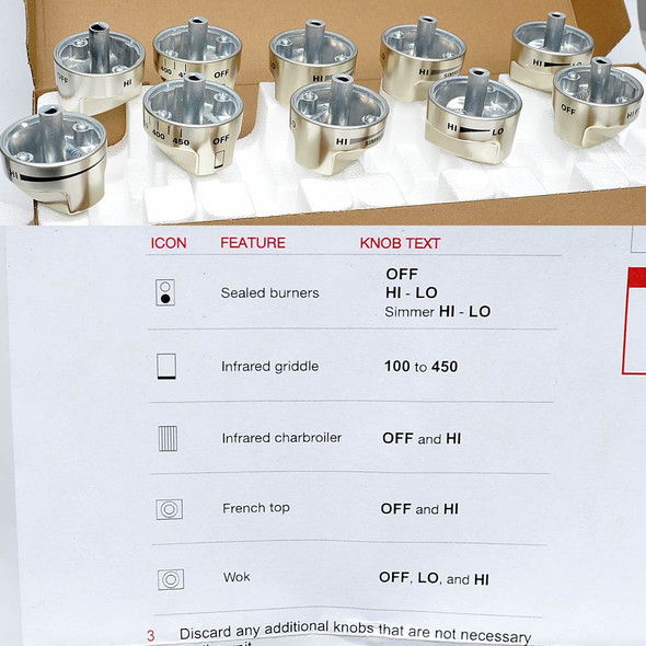 NEW Wolf 827310 Stainless Steel 10-knob Kit Replacement for Sealed Burner Range