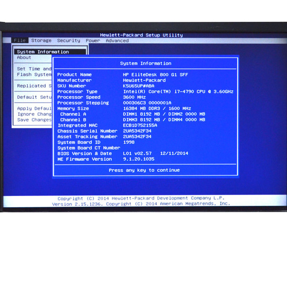 HP EliteDesk 800 G1 SFF Desktop i7-4790 3.60GHz 16GB 250GB SSD 1TB Win10 Not Act