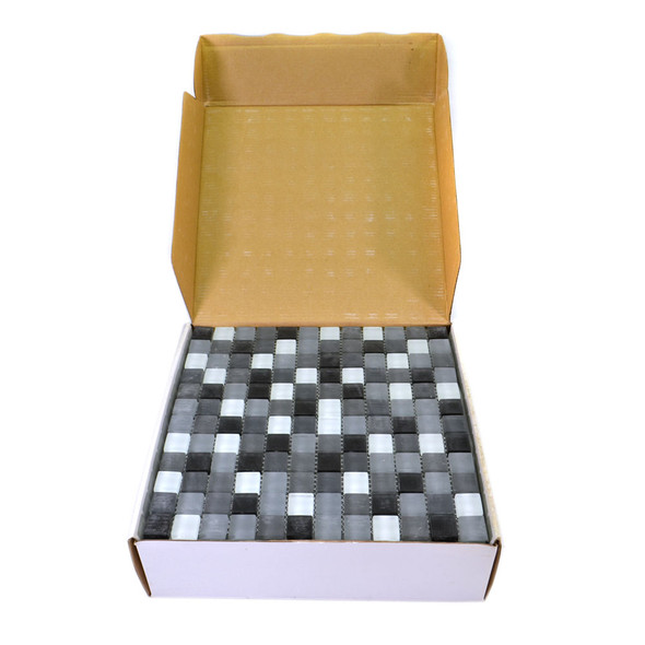 Lot 70 Cases 23mm x 8mm Glass Mosaic Tile ~12" Sheet Black/Gray 70 Square Meters