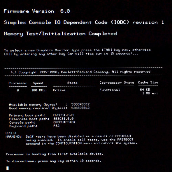 HP 9000 Visualize B180L Workstation A4323A 180MHz 512MB 9.1GB HP-UX 488-66501