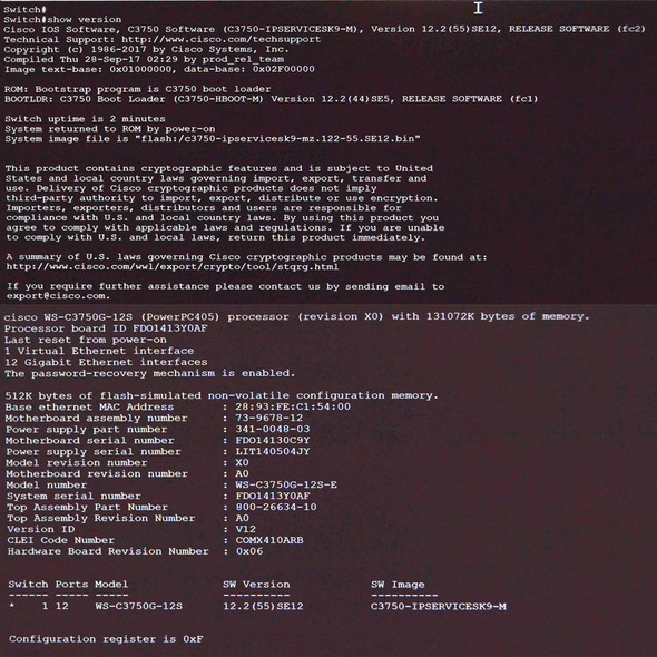Cisco WS-C3750G-12S-E Catalyst 3750 Ethernet Switch