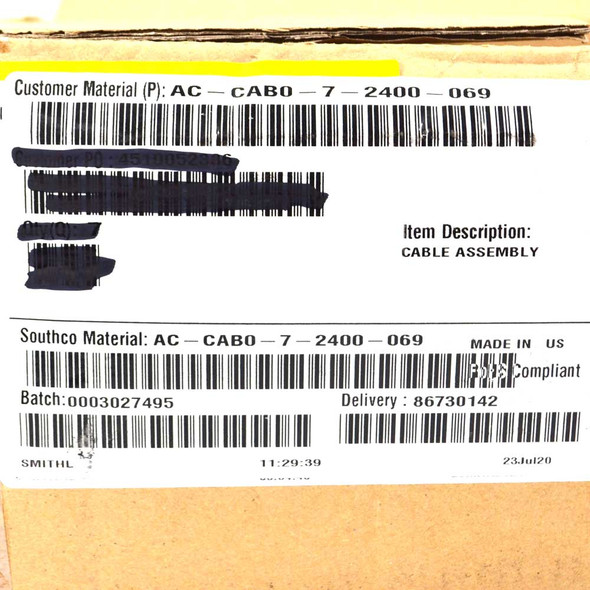 Southco AC-CAB0-7-2400-069 AC Rotary Latch Cable Assembly