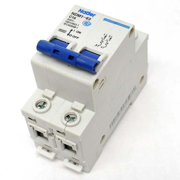 Nader NDM1-63 C16 2-pole 16A 400VAC 80VDC DIN Rail MCB Miniature Circuit Breaker
