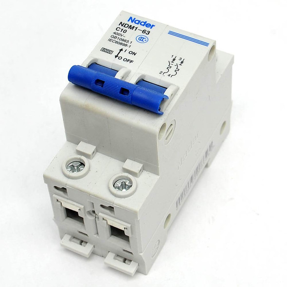 Nader NDM1-63 C10 2-pole 10A 400VAC 80VDC DIN Rail MCB Miniature Circuit Breaker