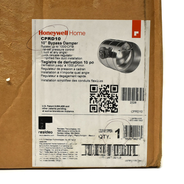 Honeywell CPRD10 10" TrueZONE Bypass Damper Round