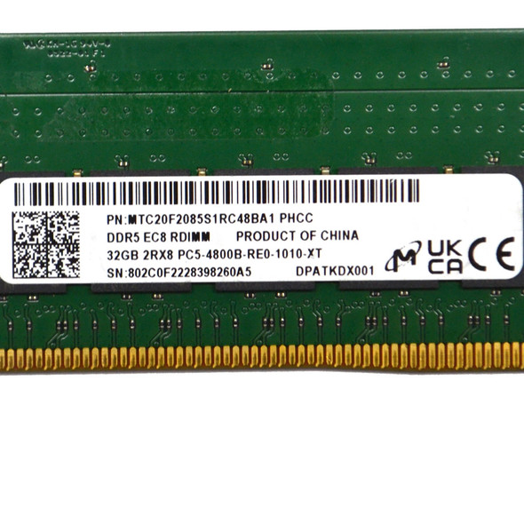 Micron 32GB MTC20F2085S1RC48BA1 PC5-4800B-RE0-1010-XT Server ECC Memory DDR5 EC8