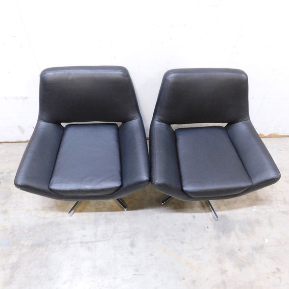 Lot of 2 OSP Home Furnishings Swivel Accent Chair w/ Faux Leather Black