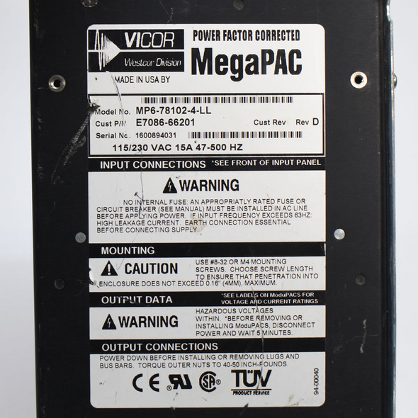 Vicor PFC MegaPAC MP6-78102-4-LL Power Supply