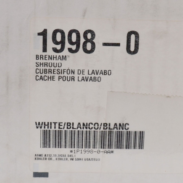 Kohler K-1998-0 Brenham Sink Shroud in White Vitreous China