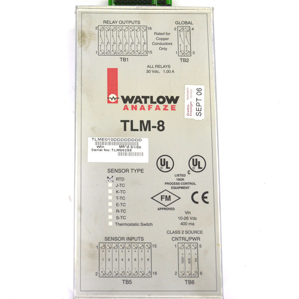 Watlow Anafaze TLM-8 10-26 VDC Thermal Temperature Limit Monitor RTD Sensor