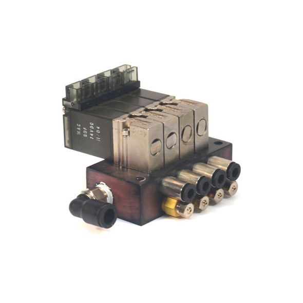 Mac 34B-L00-GDFD-1KV 2-Way Solenoid Valve w/ Circuit Bar & Elbow Conn (4)