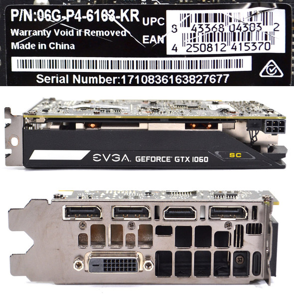 EVGA 06G-P4-6163-KR Nvidia GeForce GTX 1060 SC Gaming Graphics Card