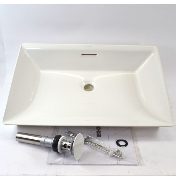 Kohler K-21060-0 Brazn 23" Rectangular Vessel Bathroom Sink in White