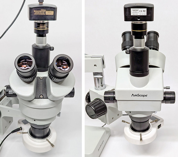 AmScope SM-4 Trinocular Stereo Zoom Microscope w/USB Camera/Boom Stand/LED Light