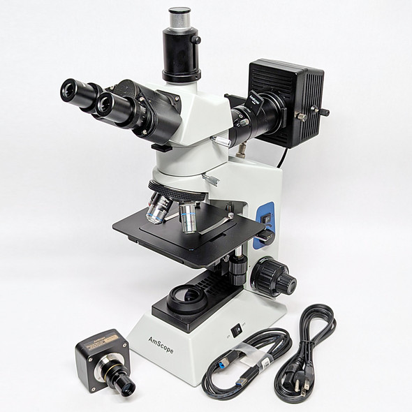 AmScope ME580 Trinocular Compound Microscope 500X Dual-Light w/ 10MP USB Camera